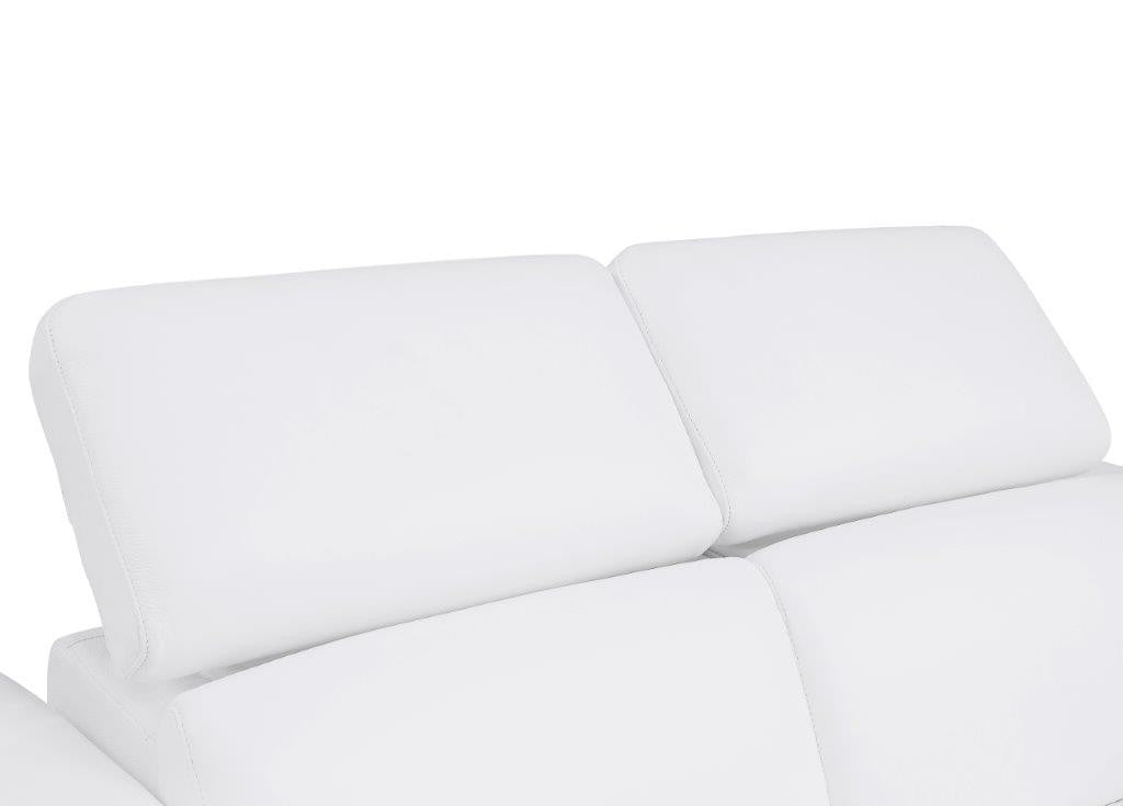 Divanitalia 990 Power Reclining Living Room Set in White Italian Leather - View of Adjustable Headrests