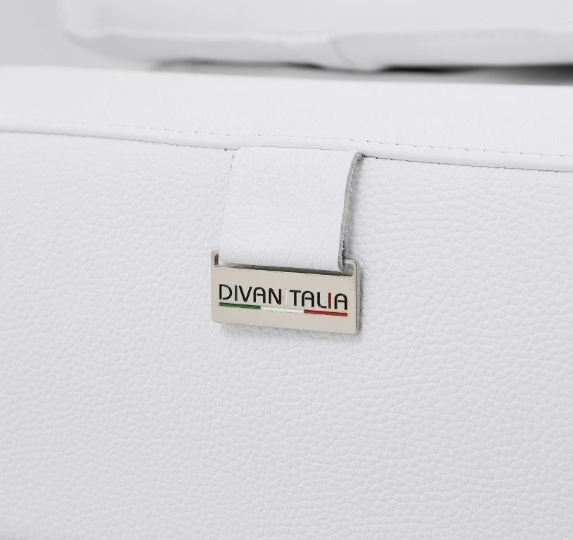 Divanitalia 990 Power Reclining Living Room Set in White Italian Leather - Close-up View of Leather Stitching