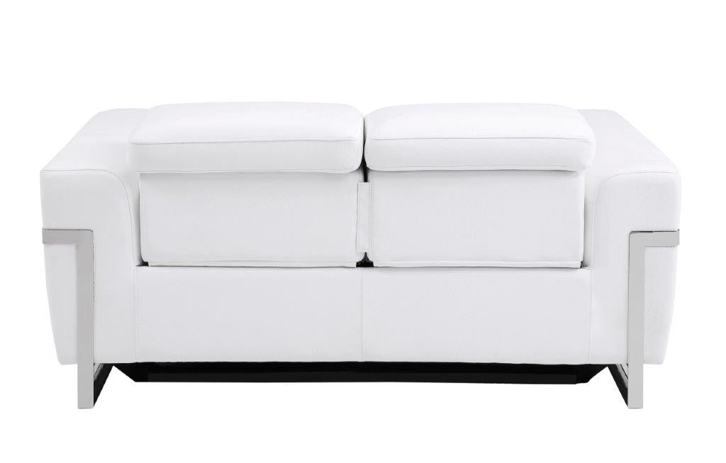 Divanitalia 990 Power Reclining Loveseat in White Italian Leather - Rear View of Loveseat on White Transparent Background 2