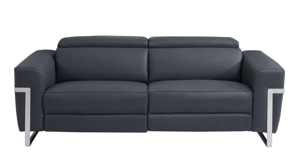 Divanitalia 990 Power Reclining Sofa in Dark Grey Italian Leather - Front View