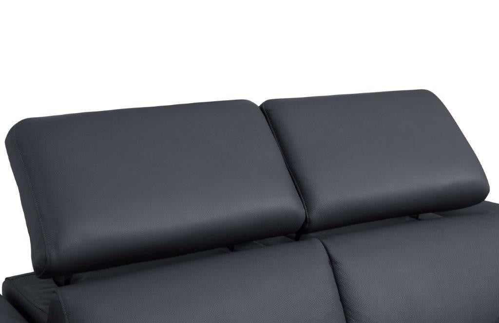 Divanitalia 990 Power Reclining Chair in Dark Grey Italian Leather - View of Adjustable Headrests