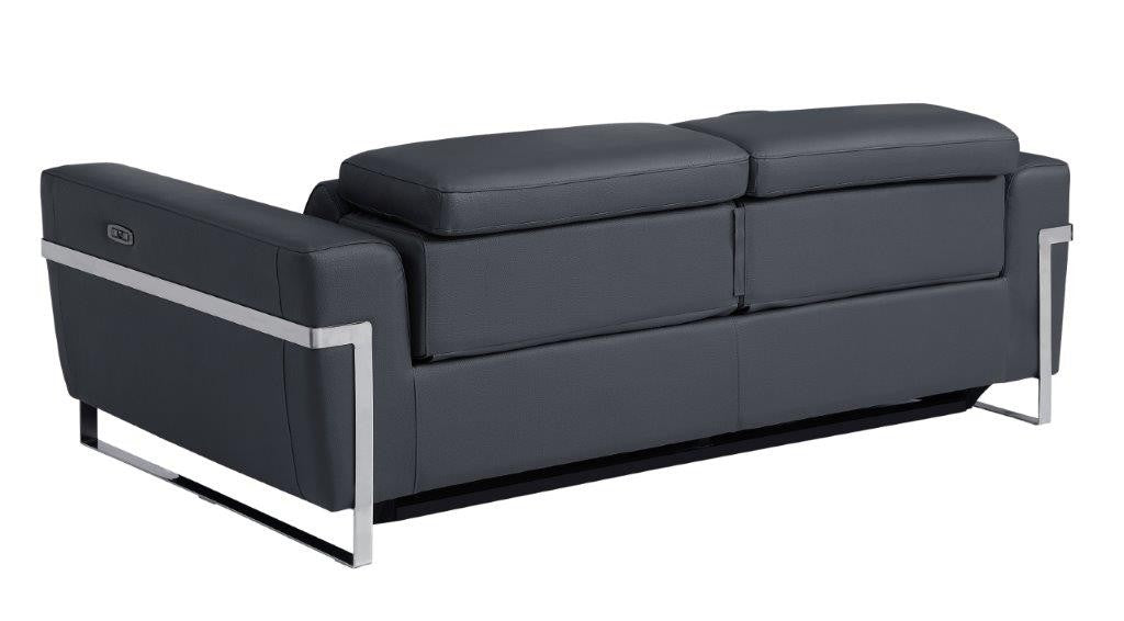 Divanitalia 990 Power Reclining Sofa in Dark Grey Italian Leather - Angled Rear View