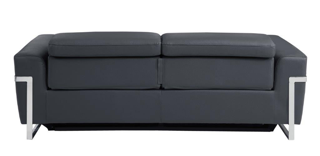 Divanitalia 990 Power Reclining Sofa in Dark Grey Italian Leather - Front View