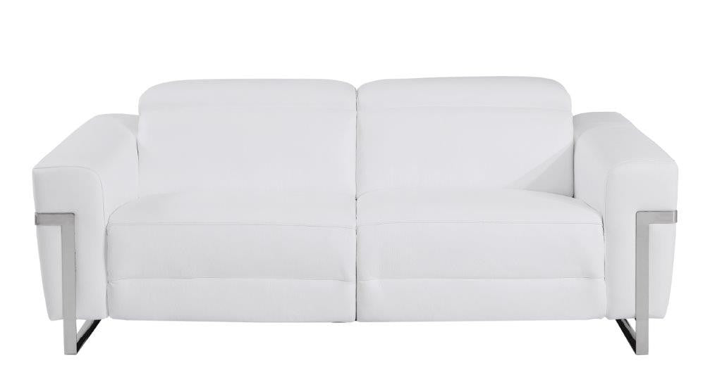 Divanitalia 990 Power Reclining Sofa in White Italian Leather - Front View