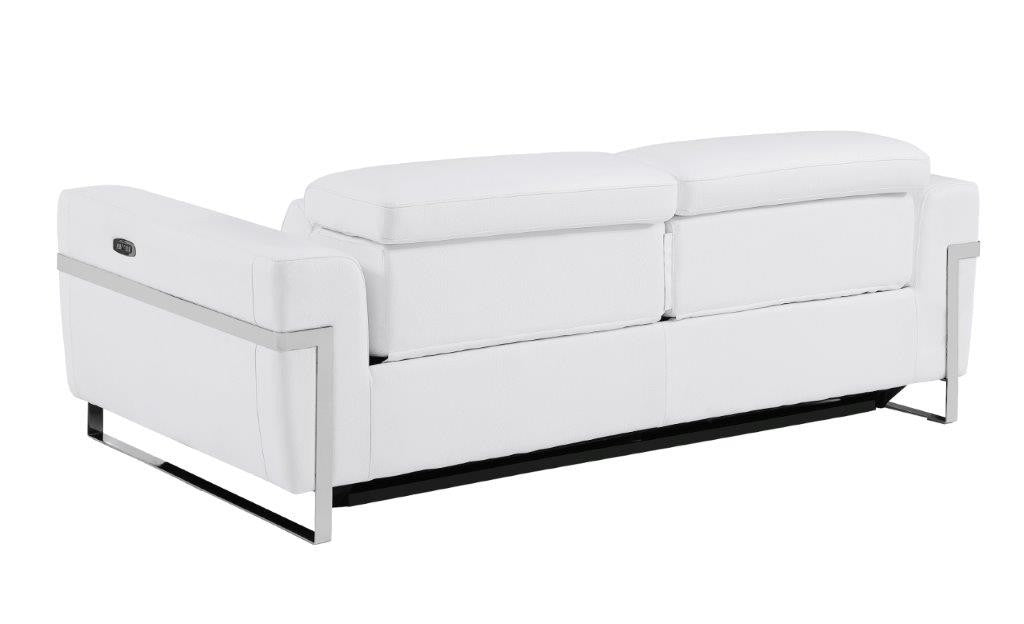 Divanitalia 990 Power Reclining Sofa in White Italian Leather - Angled Rear Front View