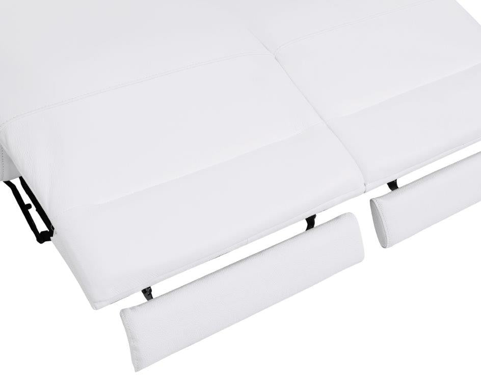 Divanitalia 990 Power Reclining Living Room Set in White Italian Leather - View of Adjustable Footrests