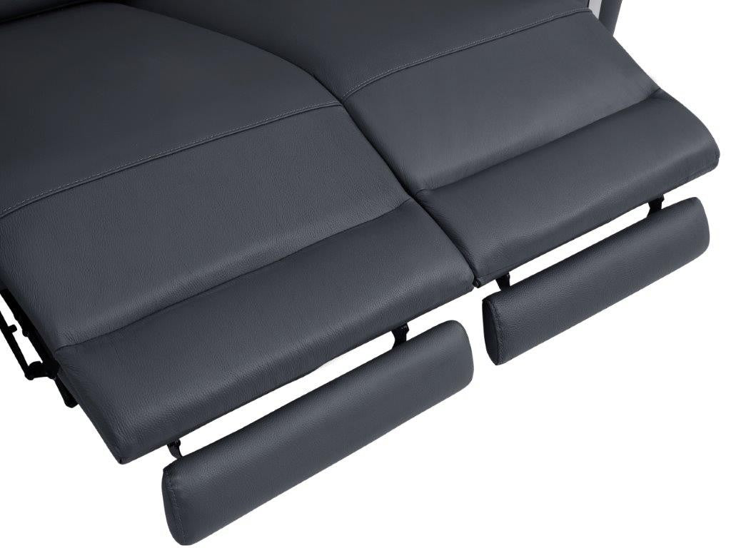 Divanitalia 990 Power Reclining Chair in Dark Grey Italian Leather - View of Adjustable Footrests