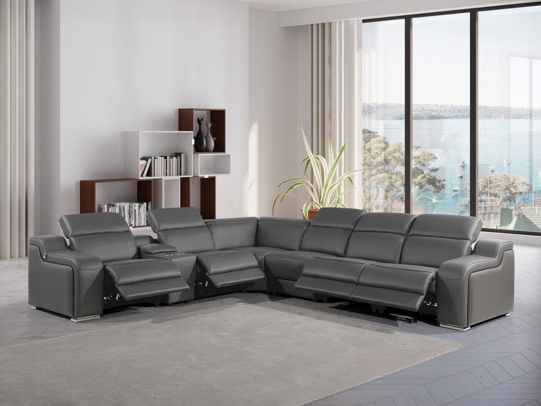 Divanitalia 1116 Modular Sectional in Dark Grey with Power Recliners - View of Sectional in Demo Room