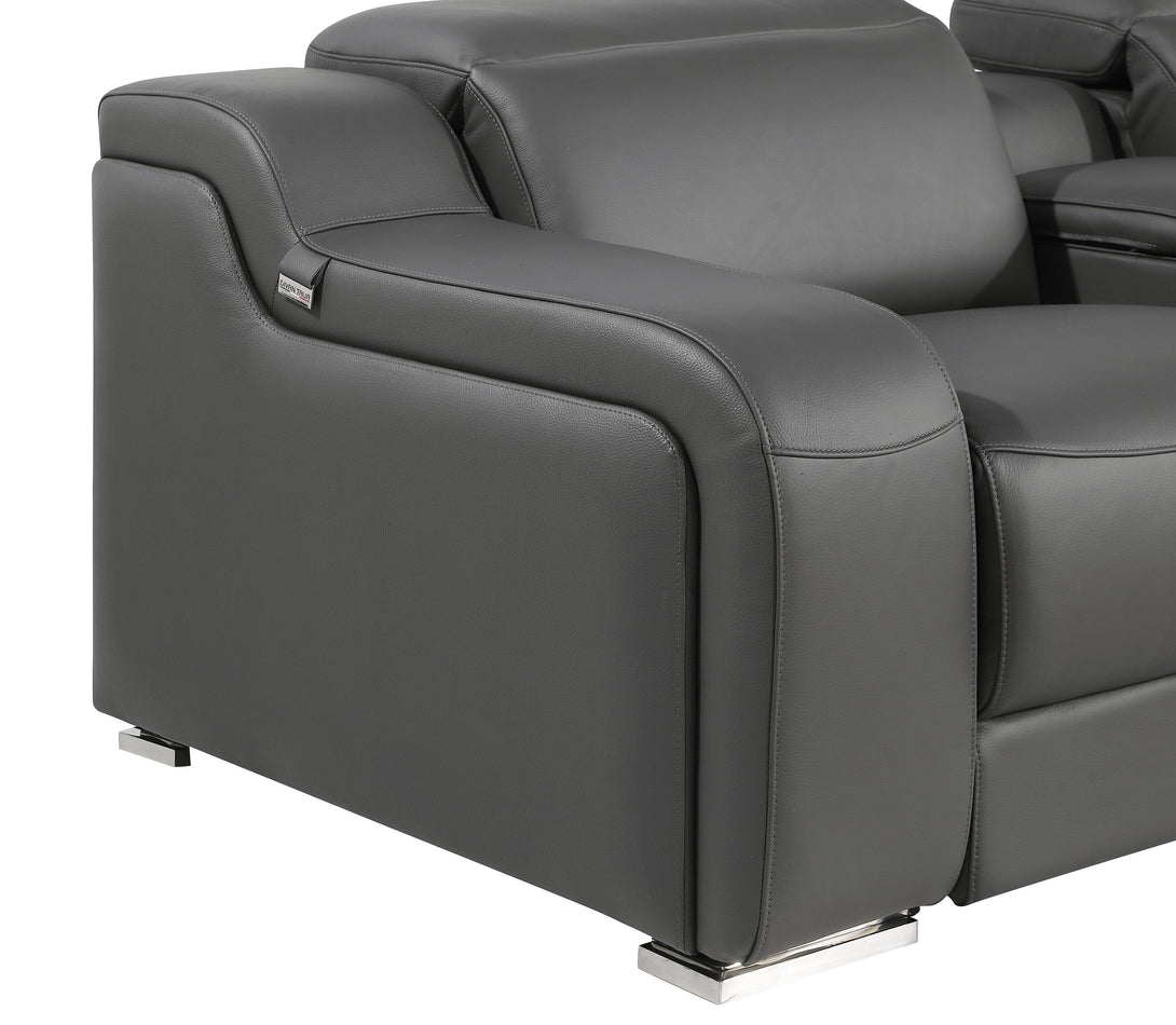 Divanitalia 1116 Modular Sectional in Dark Grey with Power Recliners - View of Armrest
