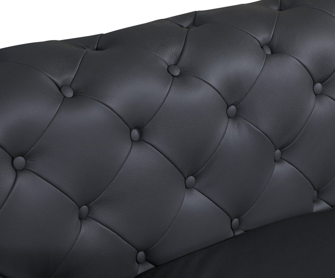 Close-Up View of Divanitalia Gray Italian Button-Tufted Leather Swatch