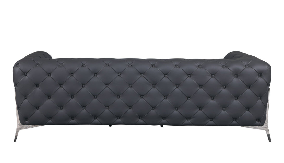Divanitalia 970 Sofa in Gray Italian Leather - Rear View of Sofa on White Transparent Background