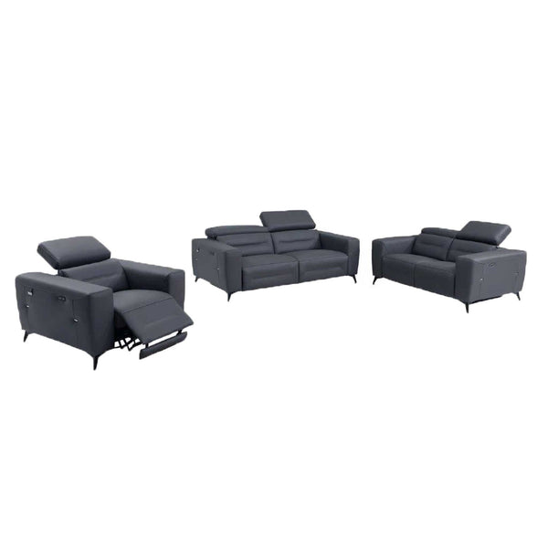 Divanitalia 989 Living Room Set in Dark Gray Italian Leather