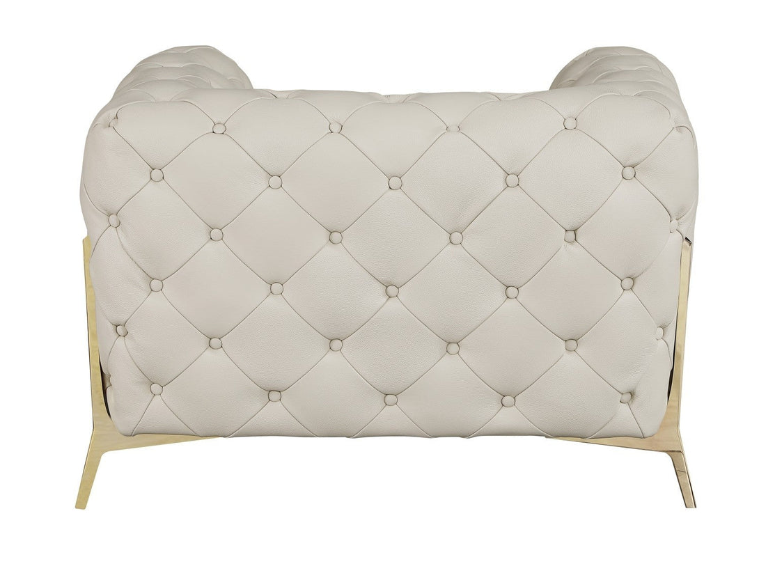 Divanitalia 970 Chair in Beige Italian Leather - Rear View of Chair on White Transparent Background