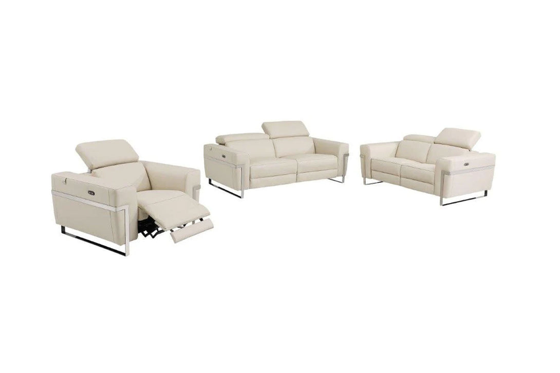 Divanitalia 990 Living Room Set in Beige Leather - Featured Photo