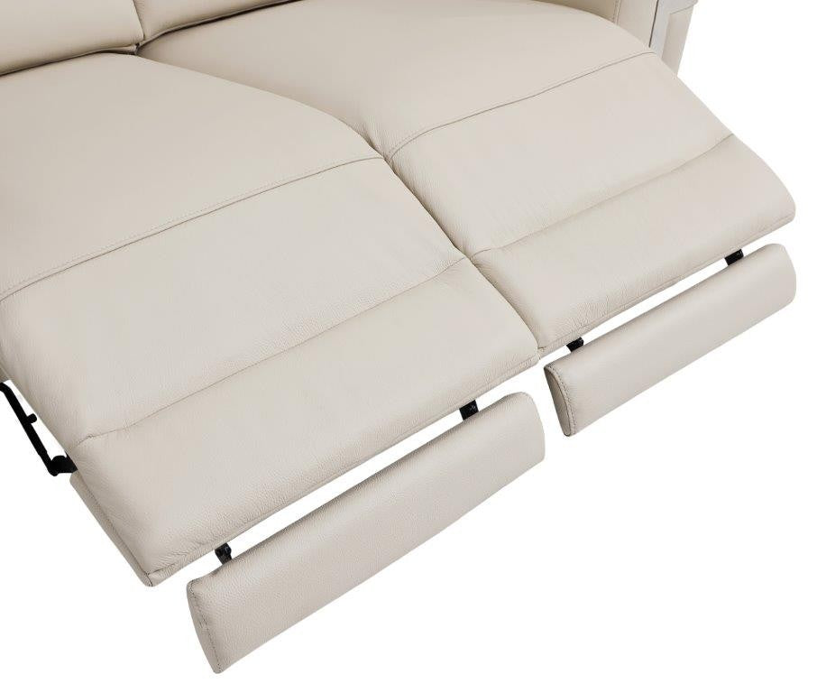 Divanitalia 990 Living Room Set in Beige Leather - View of Power Recliner Footrests