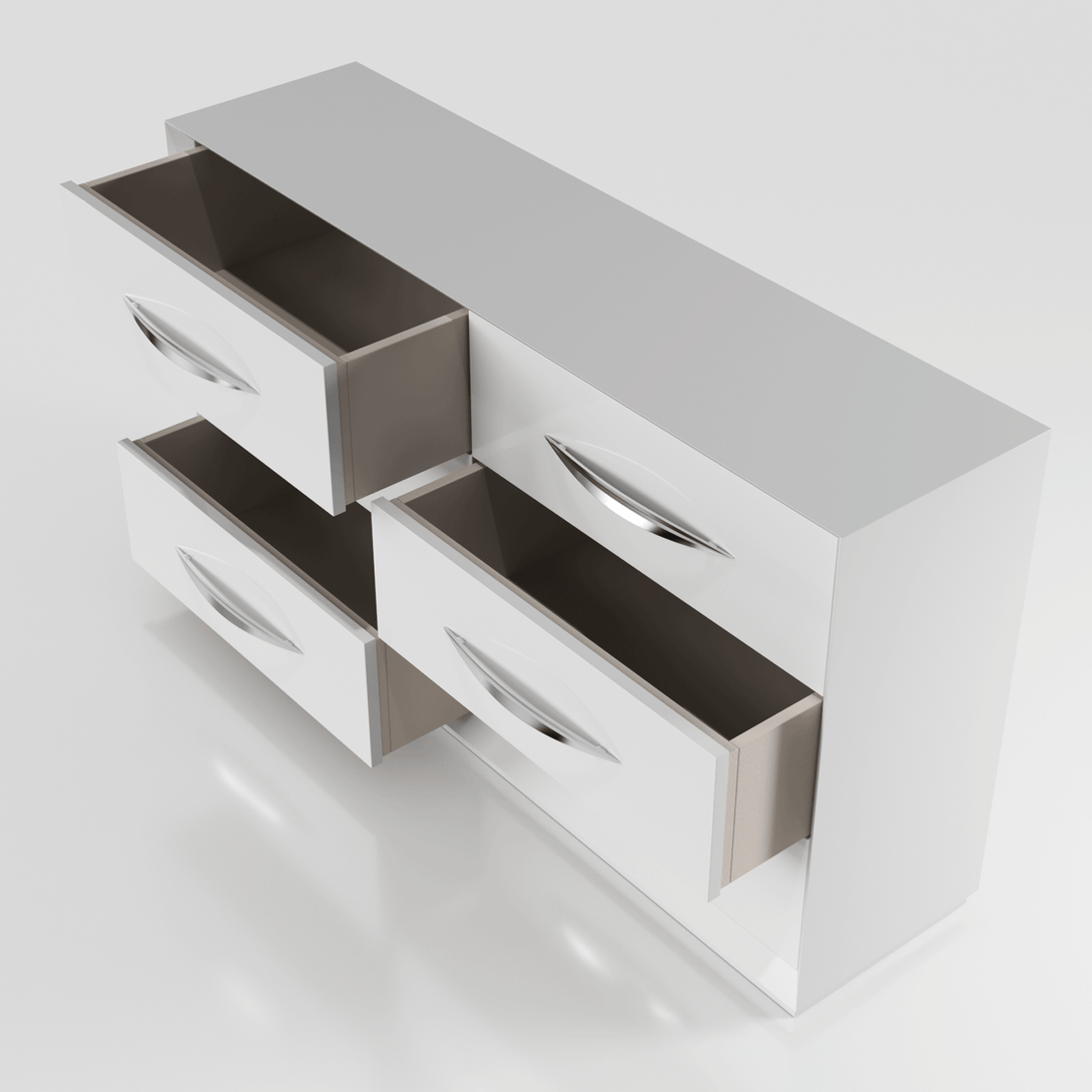 Majesty Carmen Double Dresser - Arial View of Dressers with Drawers Opened on a White Transparent Background