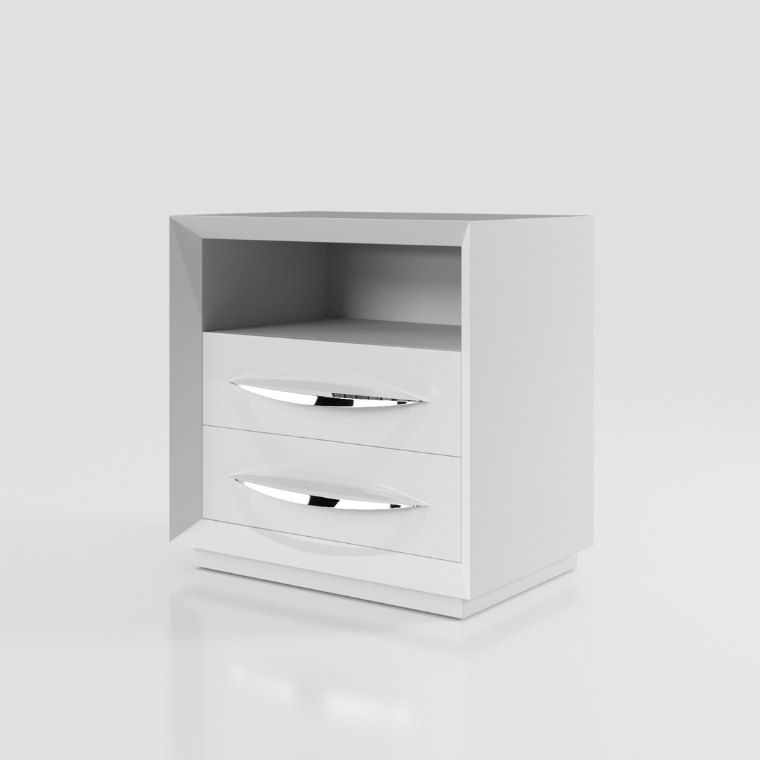 Majesty Carmen Nightstand - Front View of Nightstand with Drawers Closed on a White Transparent Background