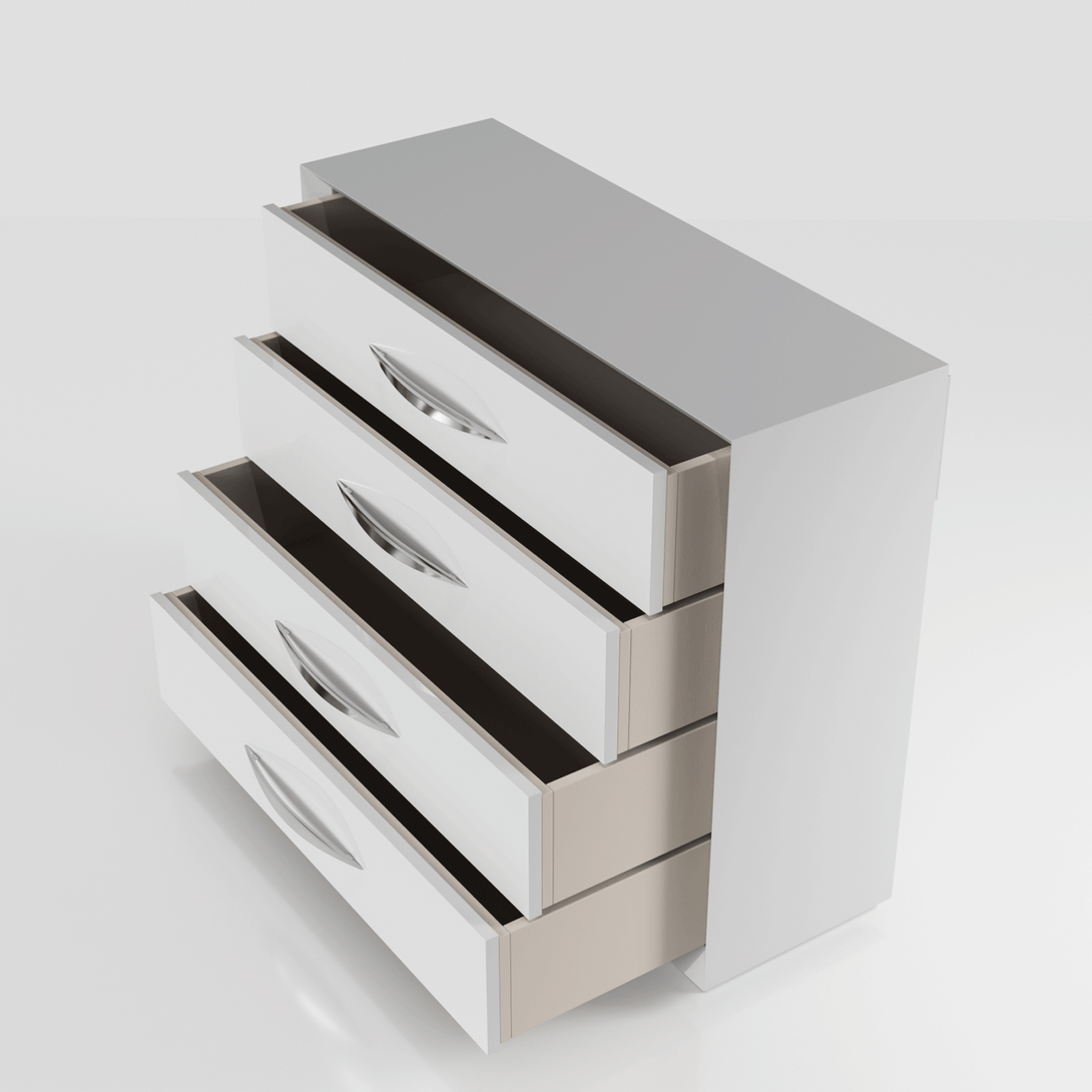 Majesty Carmen Dresser - Arial View of Dressers with Drawers Opened on a White Transparent Background