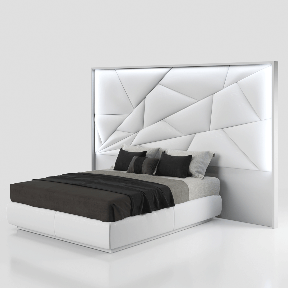 Majesty Carmen Bedroom Set - View of Bed Frame and Headboard on a White Transparent Background