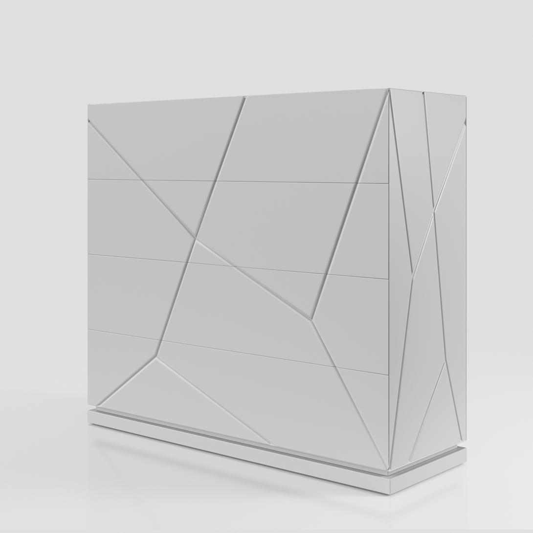 Majesty Kiu Single Dresser - Front View of the Dresser with Drawers Closed on a White Transparent Background