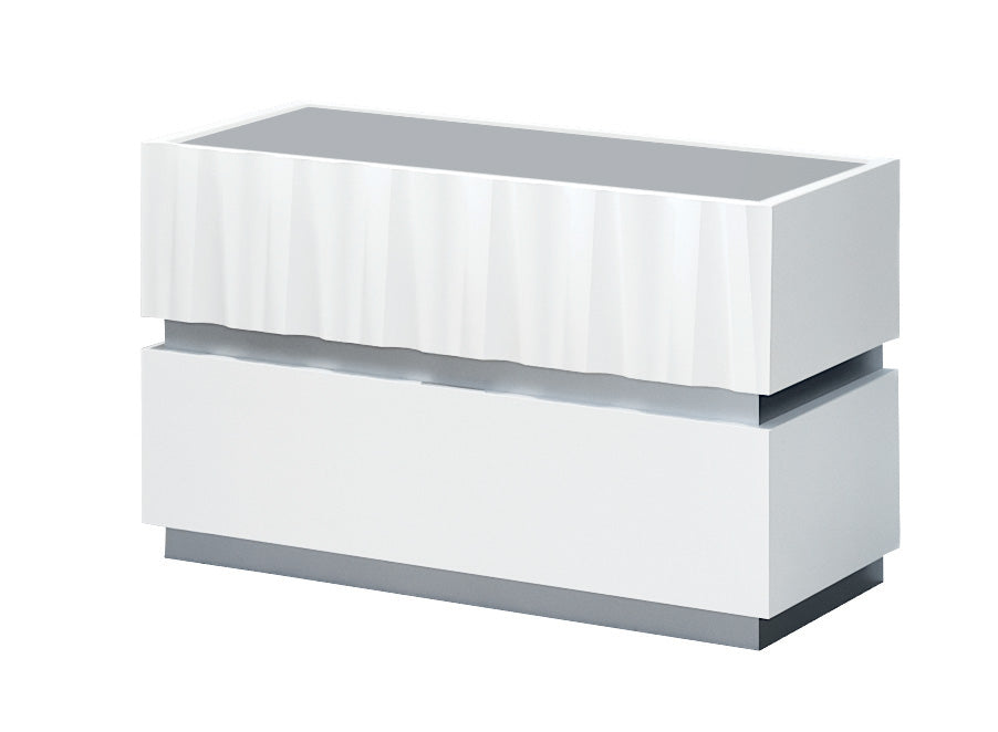 Marina Bedroom Set in White Finish - Front View of Single Dresser