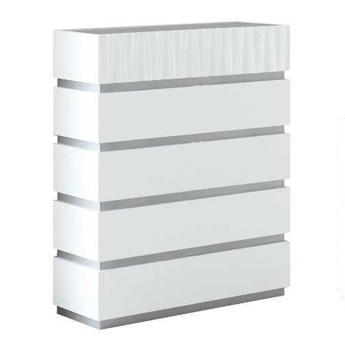 Marina 5-Drawer Chest in White - View of Front