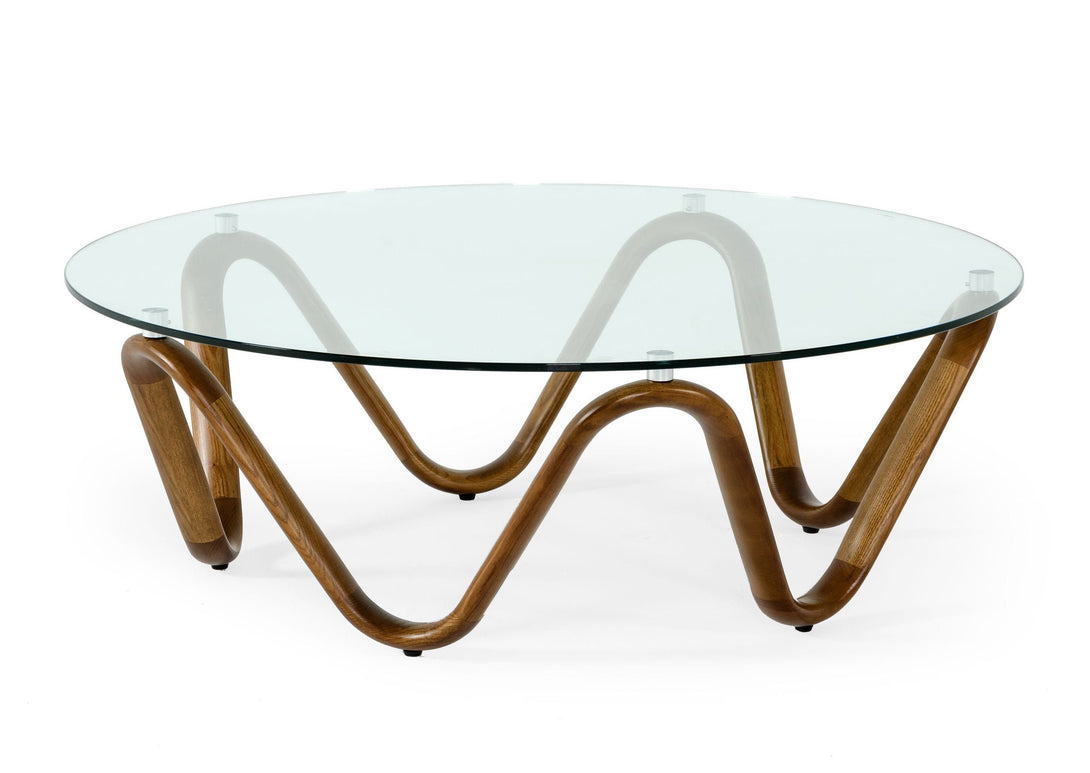 Modrest Lassen - Modern Glass & Walnut Coffee Table - View from above the coffee table