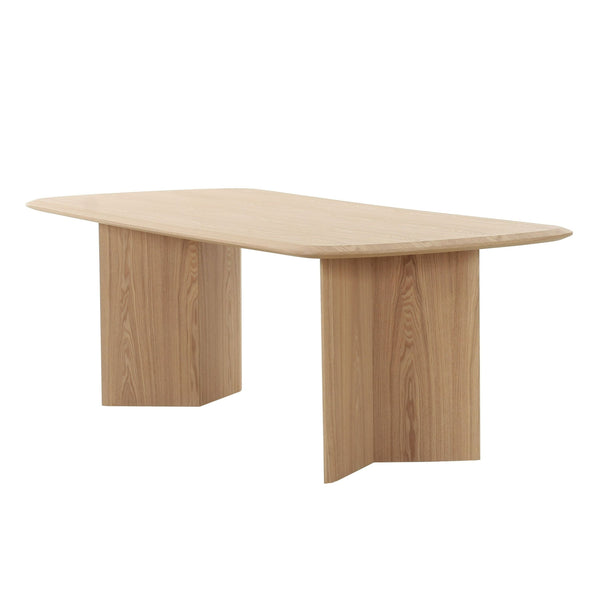Modrest Masuda - Modern Natural Ash Rectangular Dining Table - Wooden table with a modern design on a white background