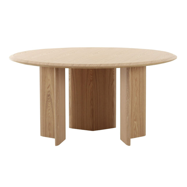 Modrest Masuda - Modern Natural Ash Round Dining Table - Wooden dining table with a white background