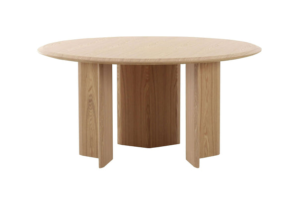 Modrest Masuda - Modern Natural Ash Round Dining Table - Wooden dining table with a white background