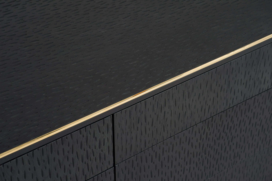 Modrest Rothsay Modern Wenge and Gold Dresser Close Up View of Gold Accent In Lay Finishings 2