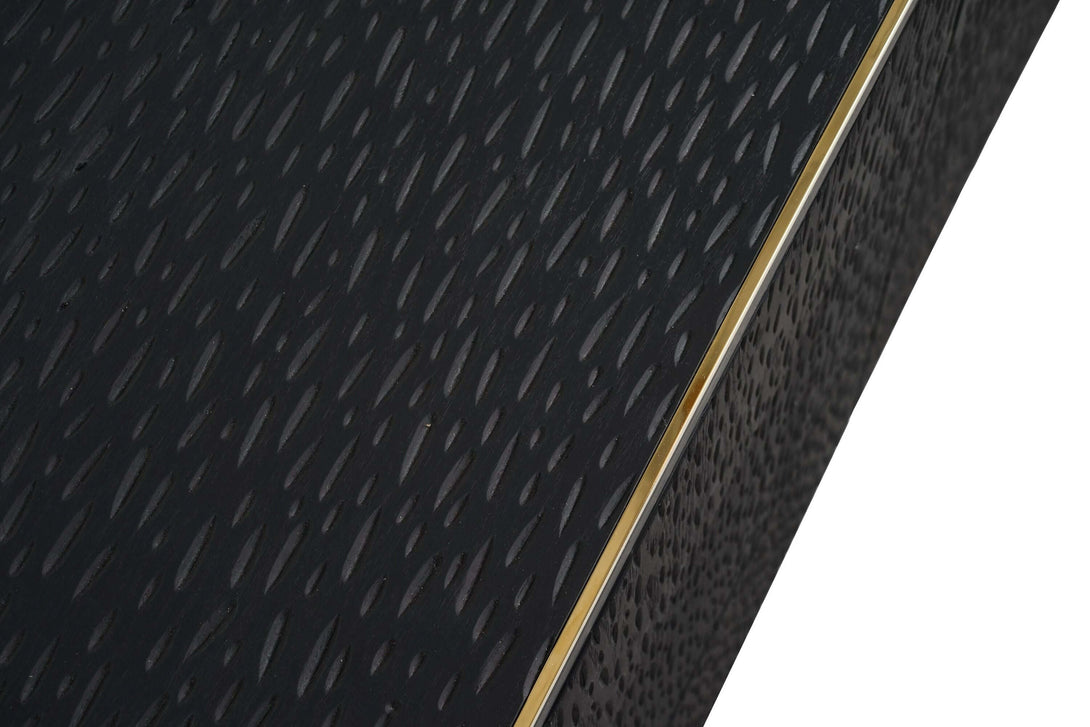 Modrest Rothsay Modern Wenge and Gold Dresser Close Up View of Gold Accent In Lay Finishings