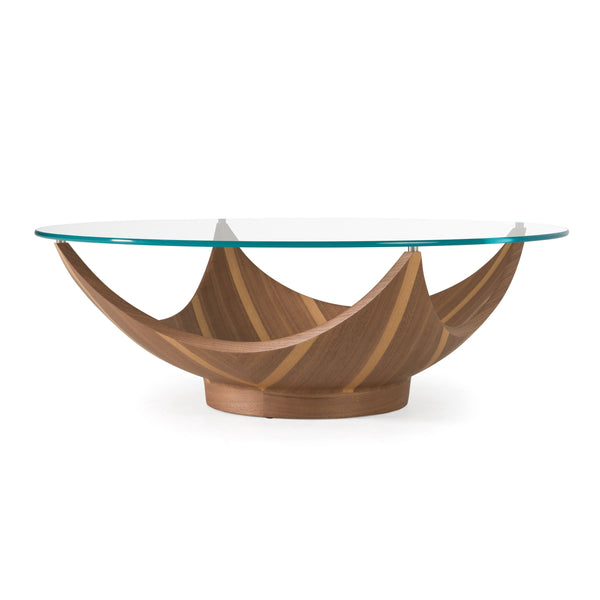 Modrest Sunrise - Contemporary Glass + Walnut Round Coffee Table - Featured Photo