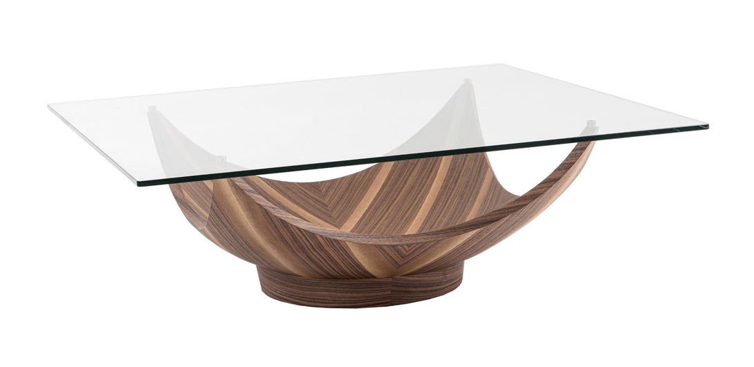 Modrest Sunset - Contemporary Glass + Walnut Square Coffee Table - Featured Image