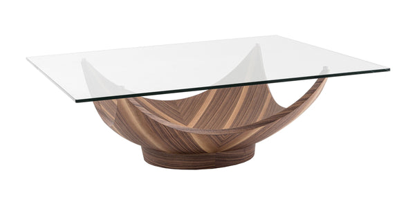 Modrest Sunset - Contemporary Glass + Walnut Square Coffee Table - Featured Image