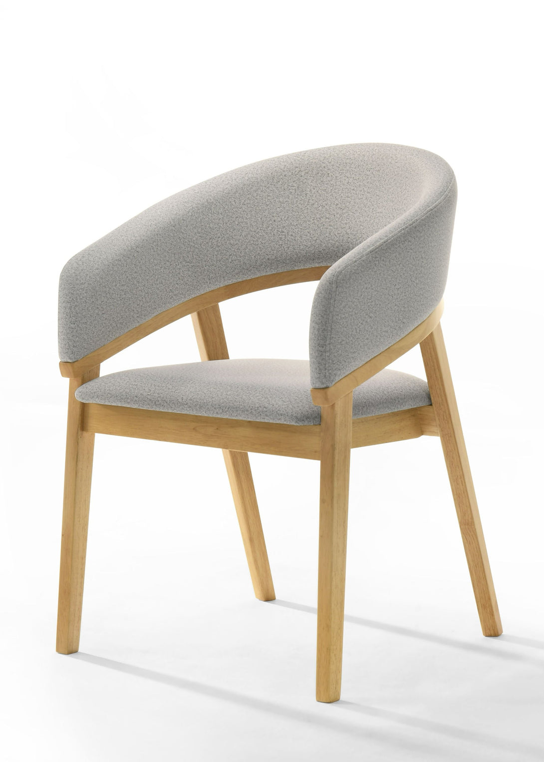 Modrest Truman - Mid-Century Modern Natural Oak Chair with gray cushioned backrest and seat on a white background