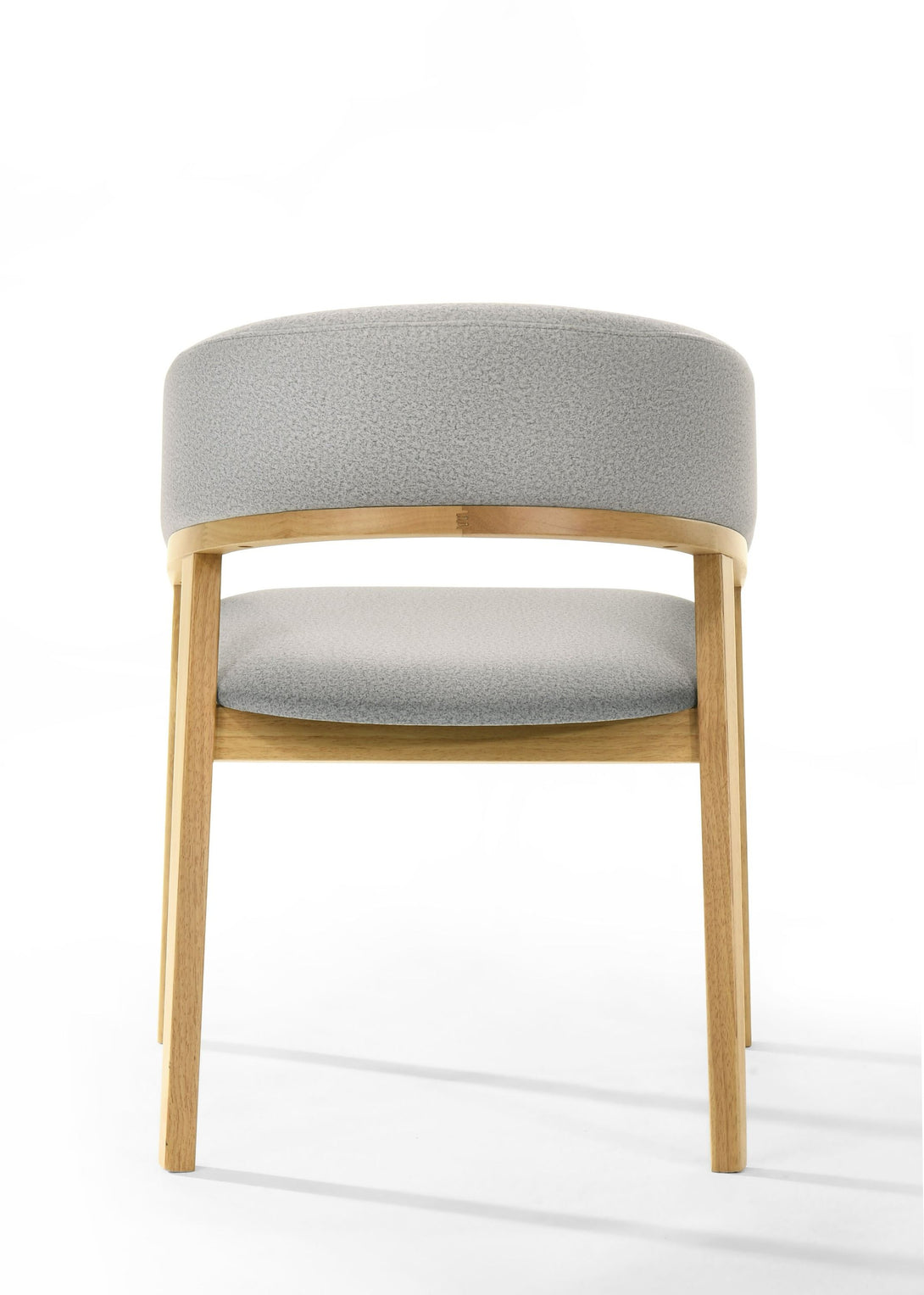 Modrest Truman - Mid-Century Modern Natural Oak Chair with gray cushioned seat and backrest on a white background