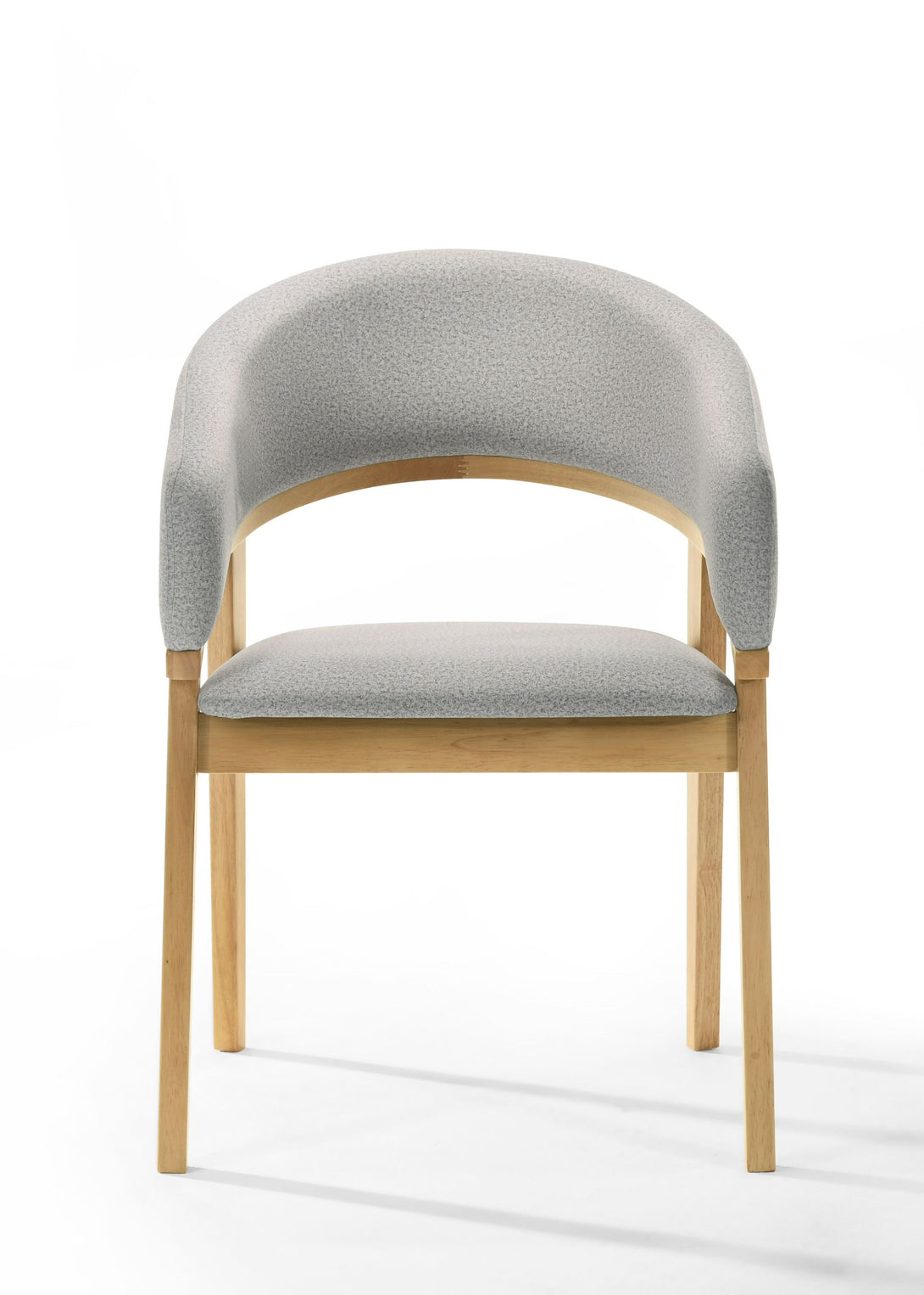 Modrest Truman - Mid-Century Modern Natural Oak Chair with gray upholstered backrest and seat on a white background