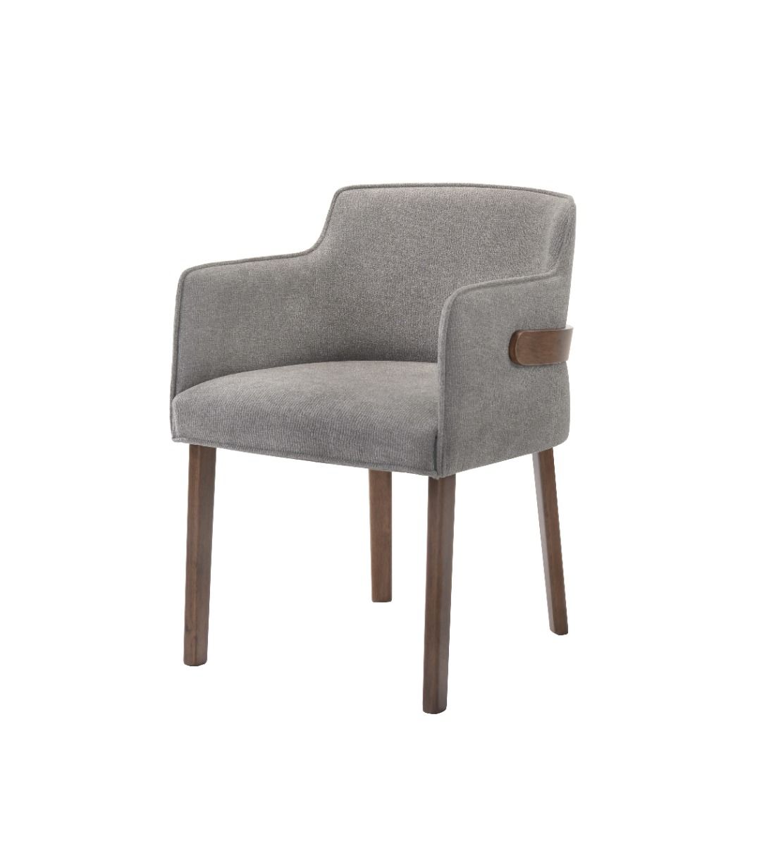 Modrest Jordan - Modern Grey Fabric Dining Chair - Angled view of the dining chair on a white transparent background