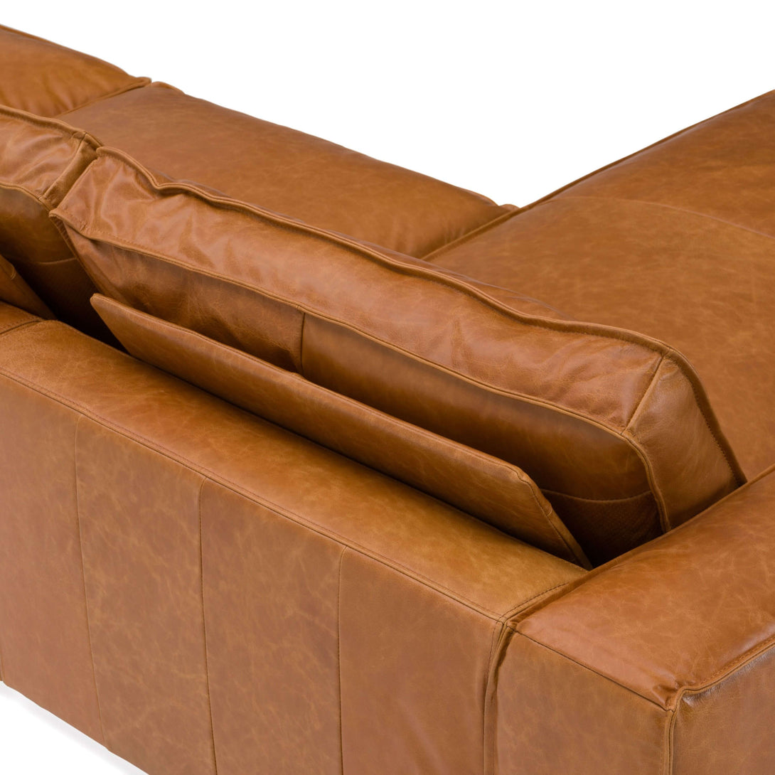 Modrest Cambria - Modern Cognac Leather Sectional Sofa - Close up view of sectional leather headrest