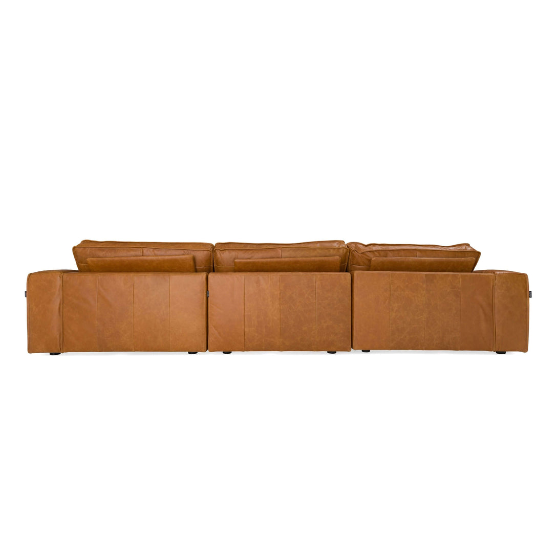 Modrest Cambria - Modern Cognac Leather Sectional Sofa - View of rear of sectional on a white transparent background