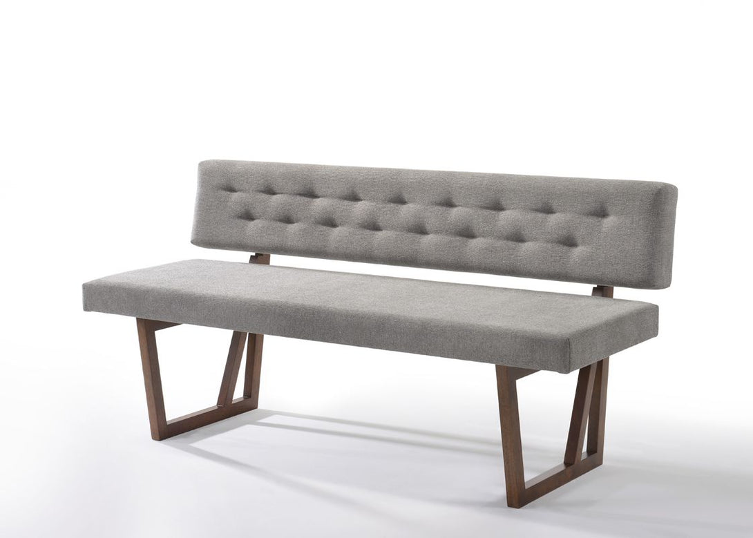 Modrest Jordan - Modern Grey Fabric Dining Bench - Angled view of the dining bench on a white transparent background