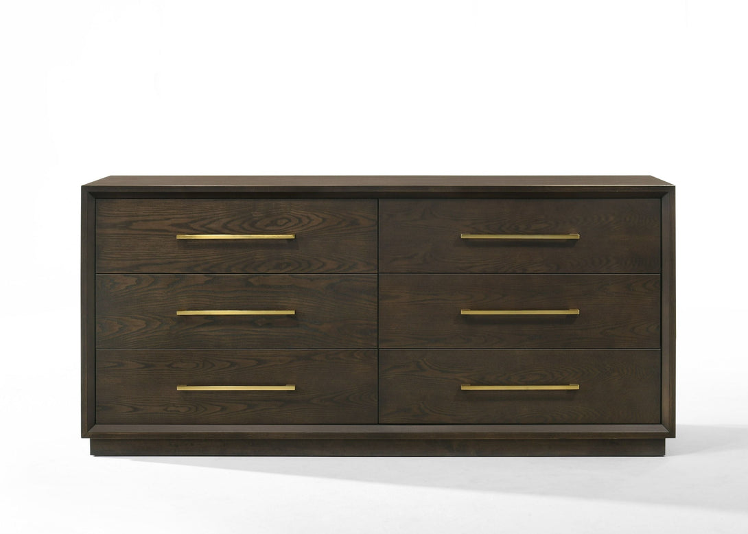 Modrest Manhattan - Contemporary Brown Oak Dresser - Front view of the front of the dresser on a white transparent background
