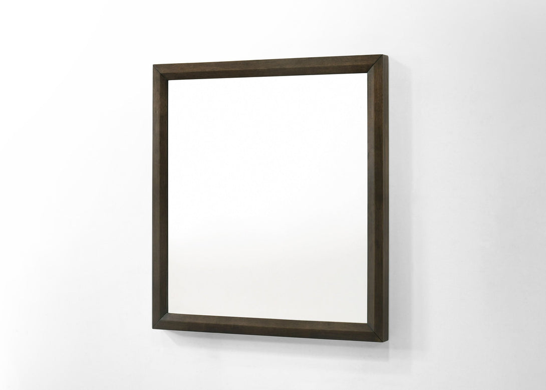 Modrest Manhattan - Contemporary Brown Oak Dresser Mirror - Angled view of the front of the dresser mirror on a white transparent background
