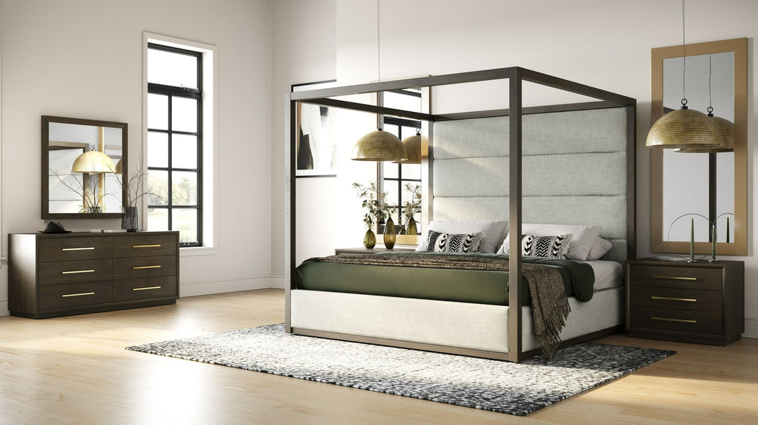 Modrest Manhattan - Contemporary Canopy Brown Oak Bedroom Set - Featured Photo
