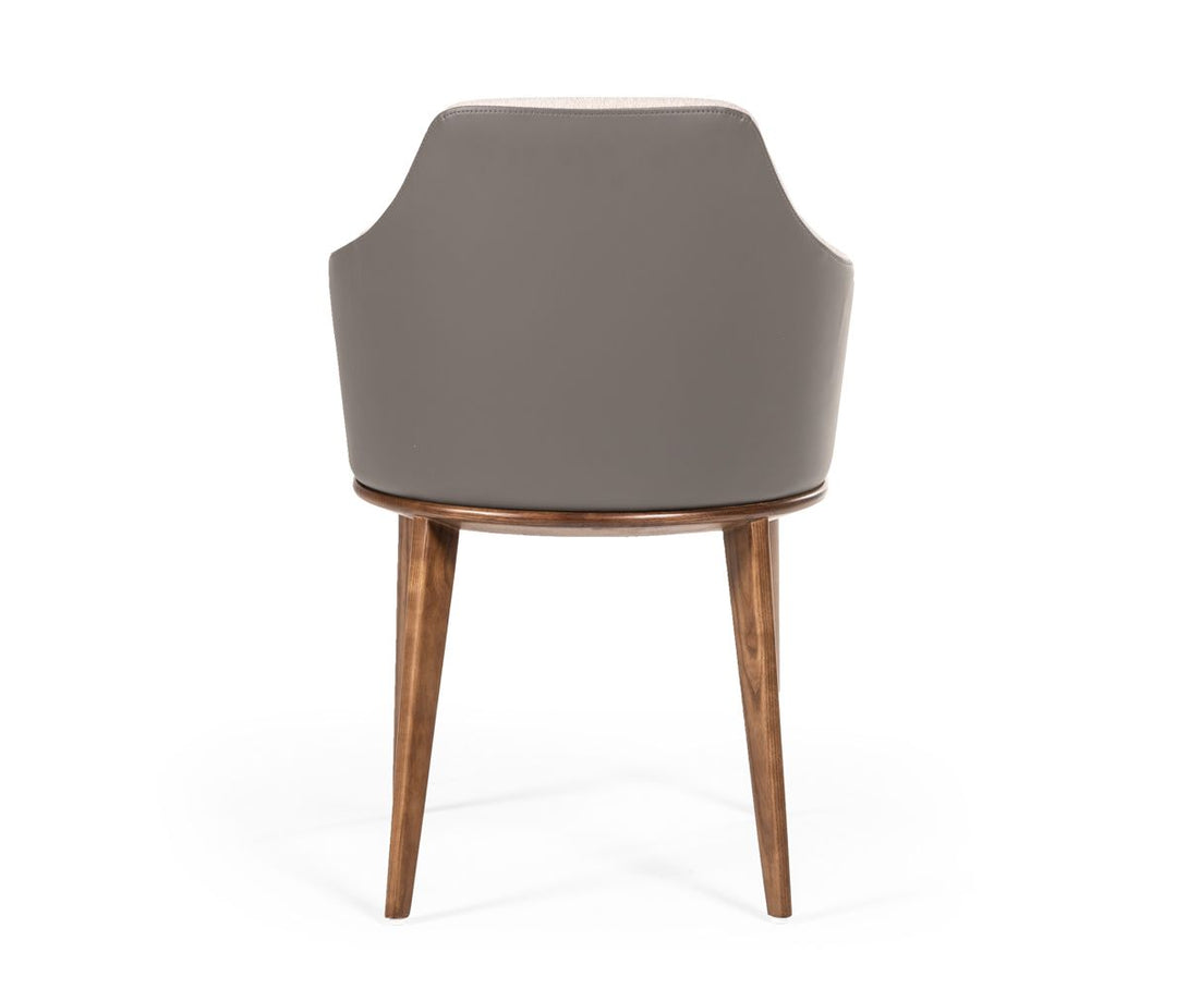 Modrest Megan Mid-Century Modern Walnut Dining Chair - Rear view of dining chairs on a white transparent background