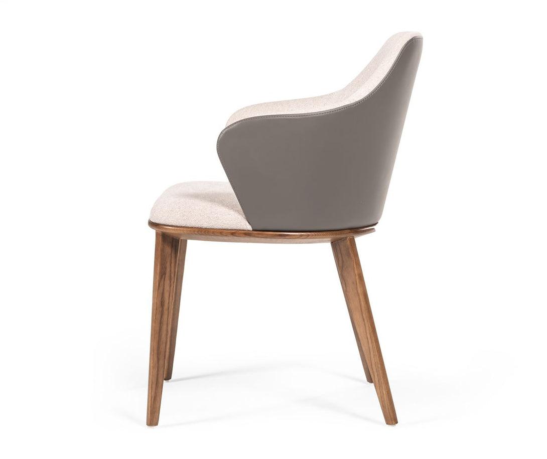 Modrest Megan Mid-Century Modern Walnut Dining Chair - Side view of dining chairs on a white transparent background