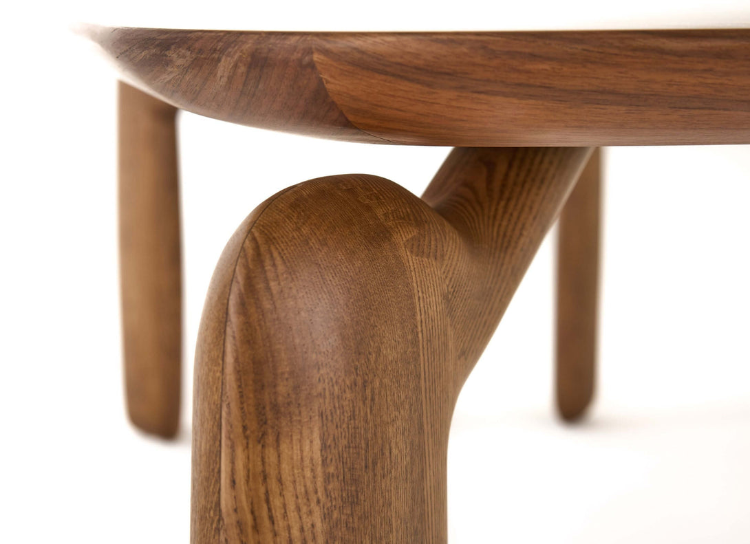 Modrest Michael Mid-Century Modern Walnut Dining Table - Close up view of table leg knuckle