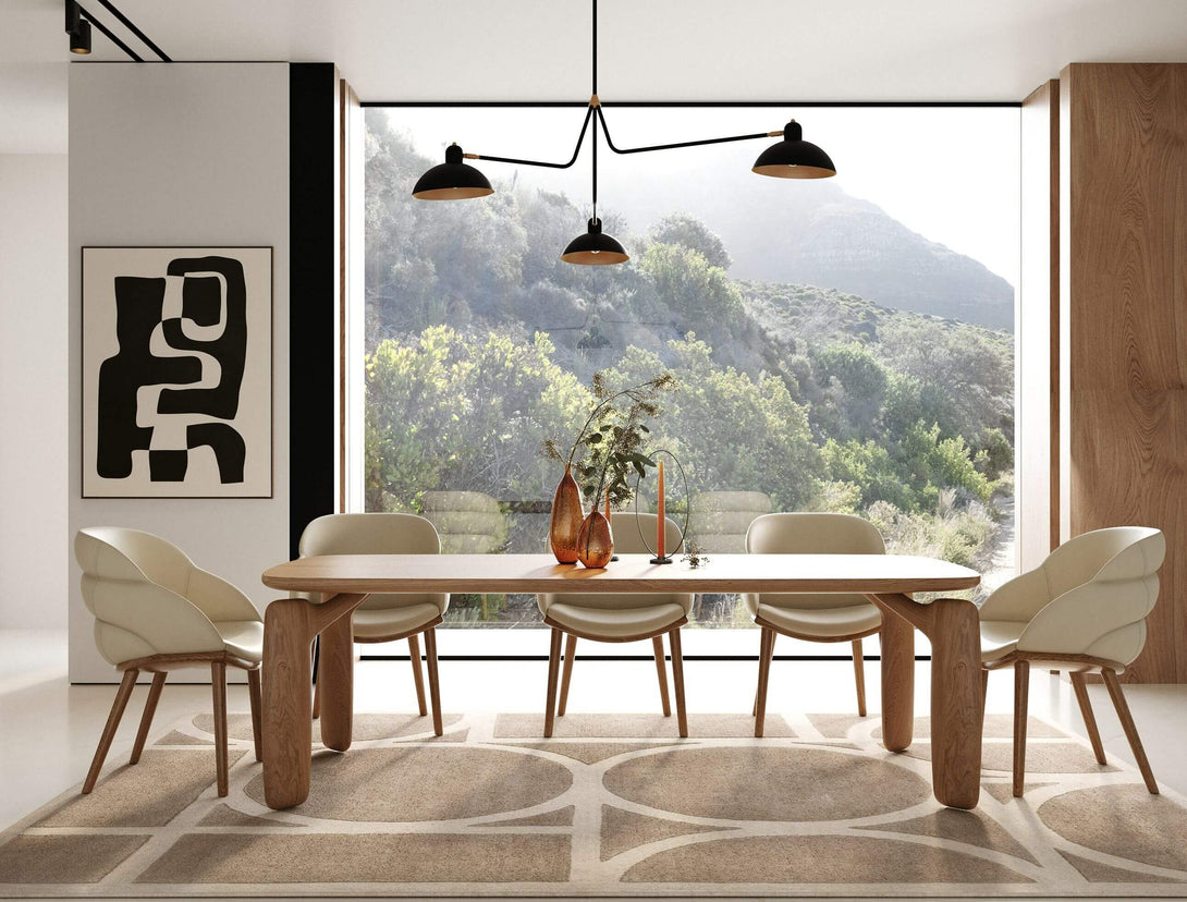 Modrest Michael Mid-Century Modern Walnut Dining Table - View of table in a demo room environment