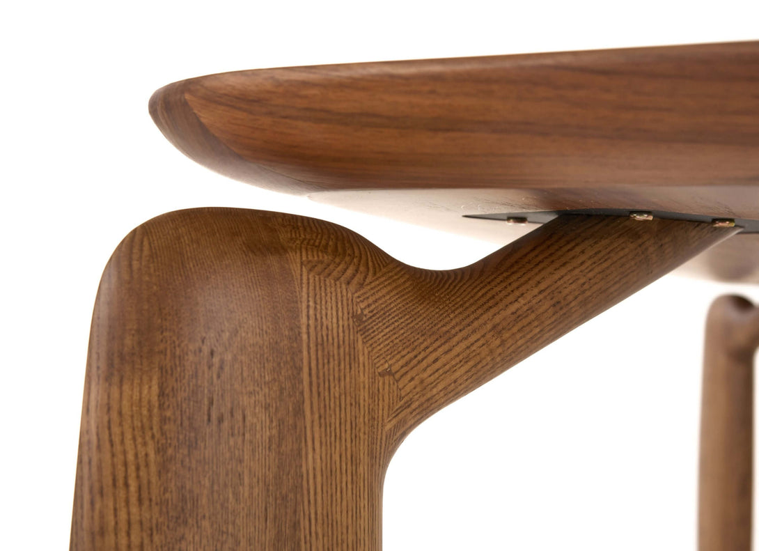 Modrest Michael Mid-Century Modern Walnut Dining Table - Zoomed In View of Table Leg connecting to table top